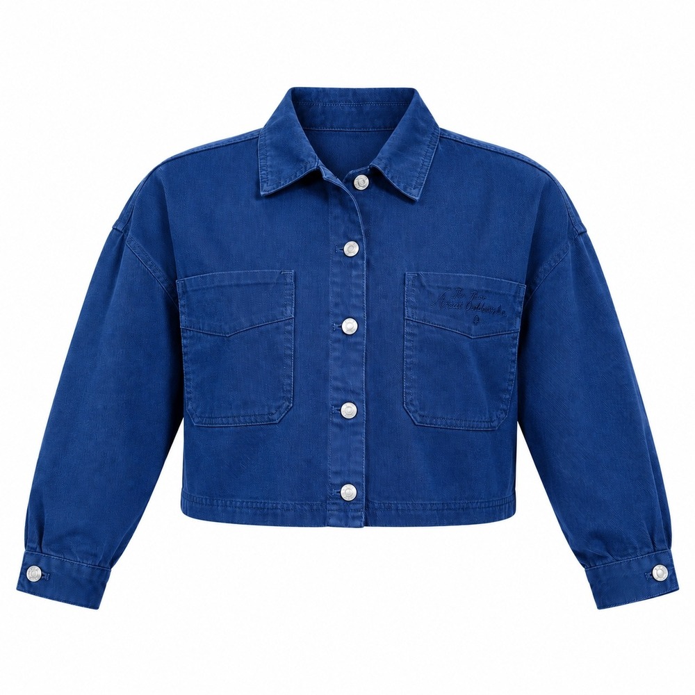 Gameday Michigan Wolverines Cropped Denim Jacket‎ Blue Women Large NEW sporty